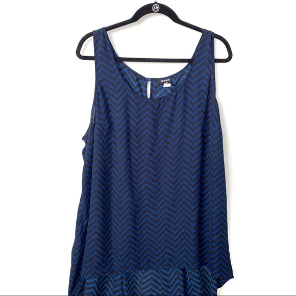 Torrid | Blue & Black Chevron Hi-Low Hem Tank - Picture 2 of 7